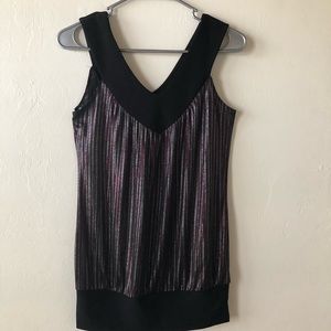 STUDIO Y Womens Sleeveless Top Size Small Juniors Semi Loose Silver Pink Black